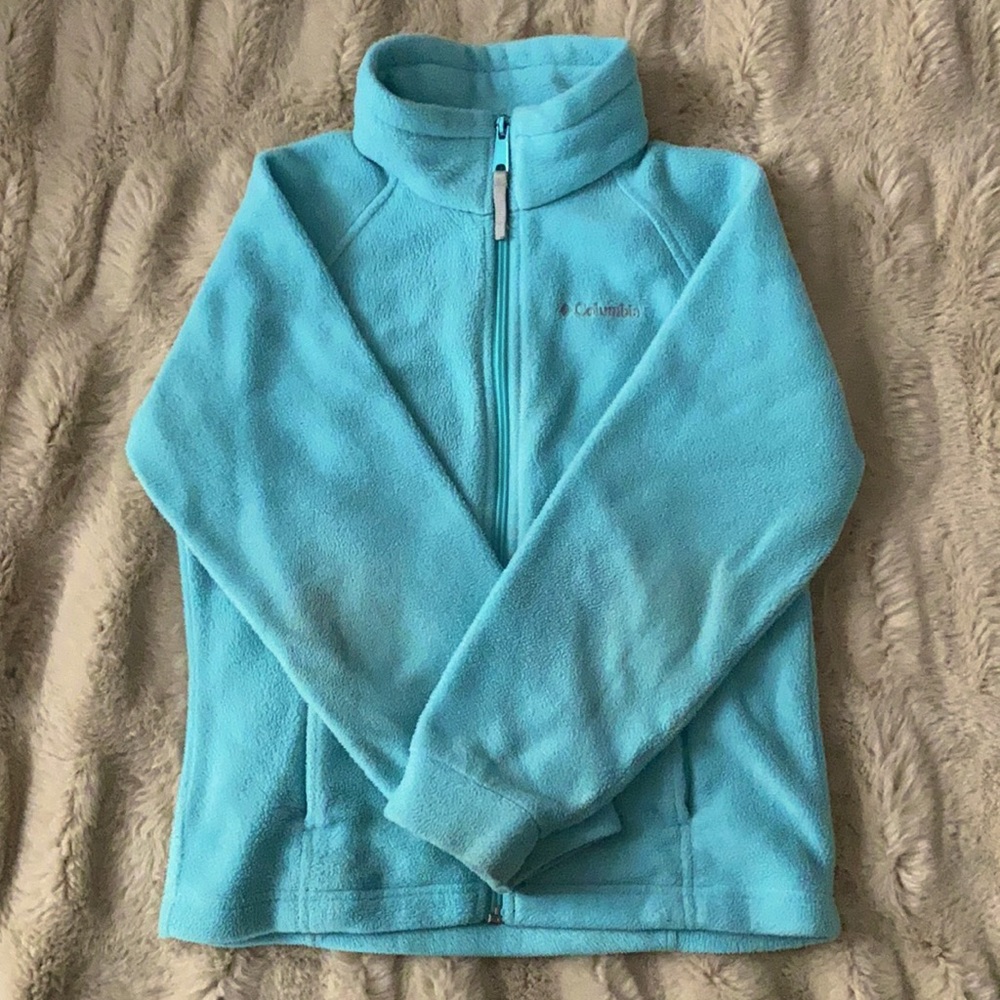 Girls 7/8 Columbia Fleece Light Teal Zip Up